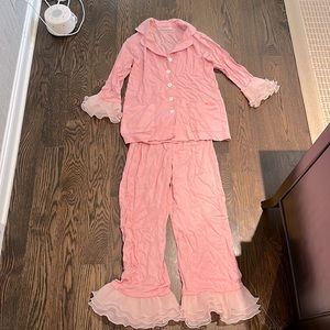 Sleeper Ruffle Pajama Set Women XS Pink Organza Ruffle Party Pajama